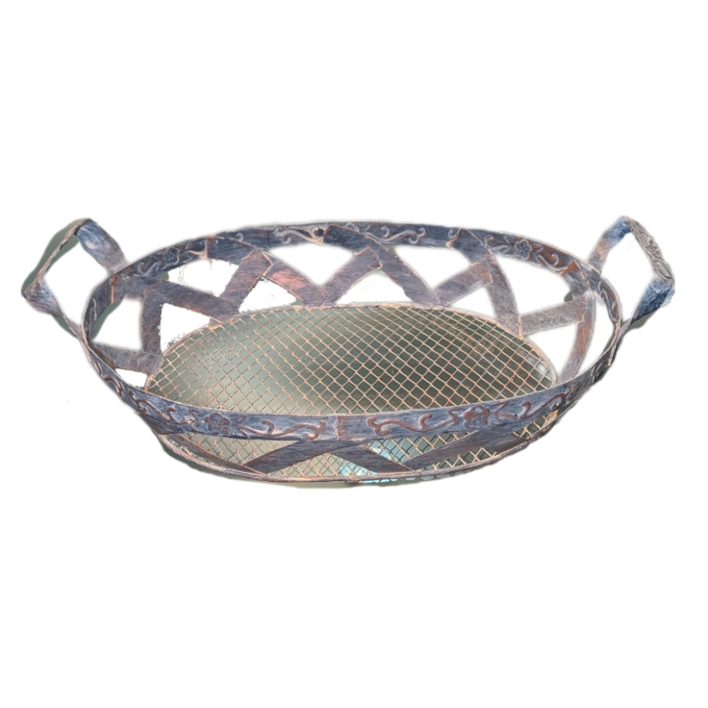 Woven Wire Basket - White Washer Copper